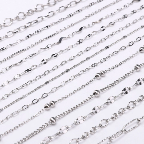 Stainless Steel DIY Jewelry Chain For Necklace Bracelet Making Various Link Styles Minimalist Silver Fashion Findings