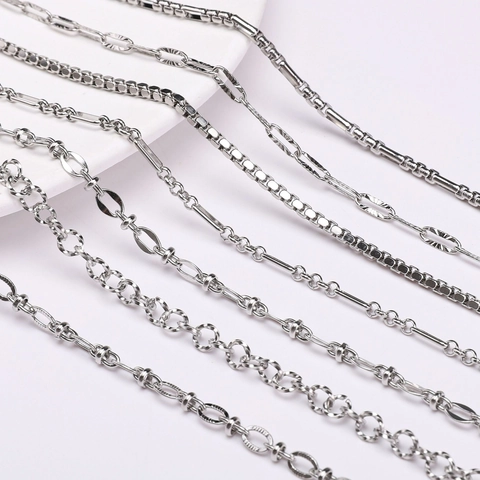 Stainless Steel DIY Chain For Jewelry Making Handmade Necklace Bracelet Extension Link Craft Accessory Silver Tone Styles