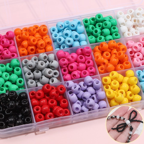 Effen Kleur Acryl Pony Kralen Tonvorm Groot Gat Voor DIY Sieraden Maken Armband Ketting Handwerk Benodigdheden Gladde Glanzende Kralen Voor Ambachten