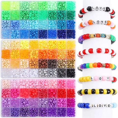 Scatola di Perline in Acrilico Colorate per Braccialetti e Collane Fai da Te Kit Creazione Gioielli Artigianato Accessori Organizer