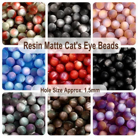 Matte Harz Katzenauge Rundperlen Für DIY Schmuckherstellung Bunte Frosted Irisierende Zwischenperlen Handgefertigte Armbandmaterialien