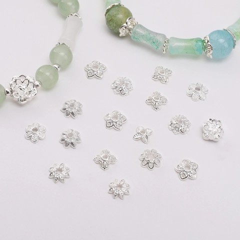 Alloy Flower Bead Caps Spacer Beads Silver Floral Spacers Components For DIY Jewelry Making Bracelet Necklace Findings Accessories