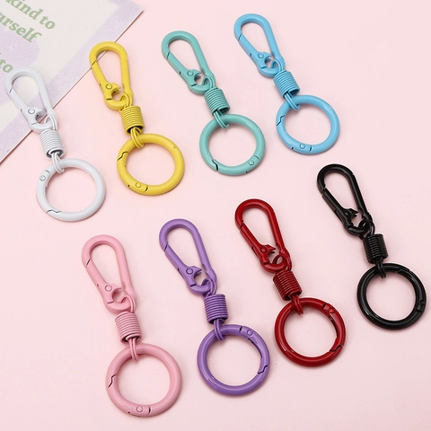 Portachiavi in Metallo a Molla Color Macaron Portachiavi in Lega di Zinco Verniciato Opaco Per Ciondolo per Borsa Accessori Gioielli Fai-da-te Donna