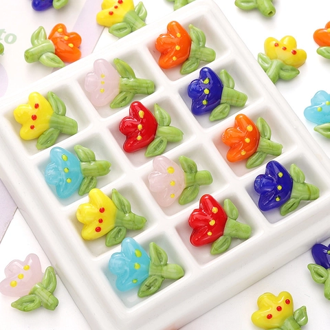 Vintage Tulip Lampwork Glass Flower Beads For Jewelry Making DIY Handmade Necklace Bracelet Earring Accessories Craft