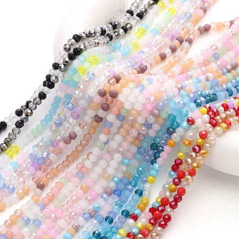 Cuentas de Vidrio Facetadas de 3mm Multicolor Chapado en Color Cuentas Sueltas Redondas para Joyería DIY Collar Pulsera