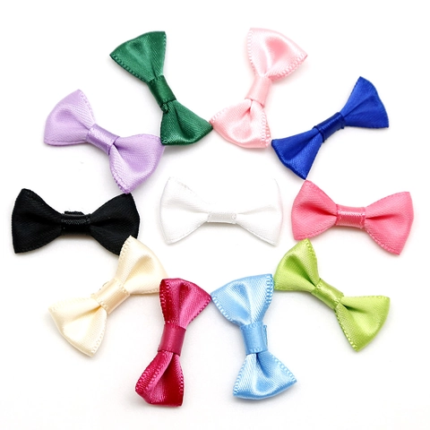 Mini Nœuds en Ruban de Satin pour Bricolage Fait Main Accessoires de Pinces à Cheveux Décoration Emballage Cadeau Nœuds Unis