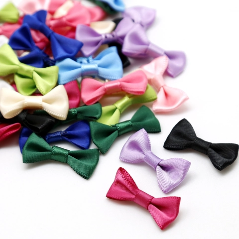 Mini Nœuds en Ruban de Satin pour Bricolage Fait Main Accessoires de Pinces à Cheveux Décoration Emballage Cadeau Nœuds Unis