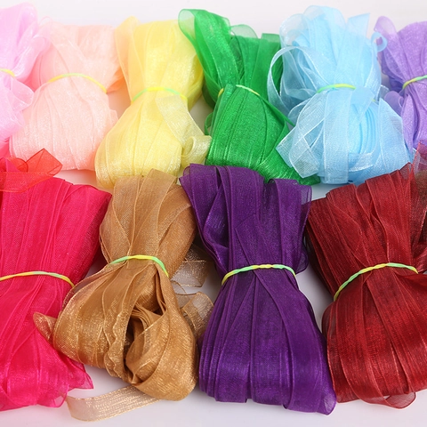 Ruban en Organza Translucide Couleur Unie Bande Décorative en Mousseline pour Bricolage DIY Accessoires Cheveux Emballage Cadeau