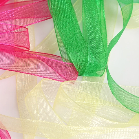 Ruban en Organza Translucide Couleur Unie Bande Décorative en Mousseline pour Bricolage DIY Accessoires Cheveux Emballage Cadeau