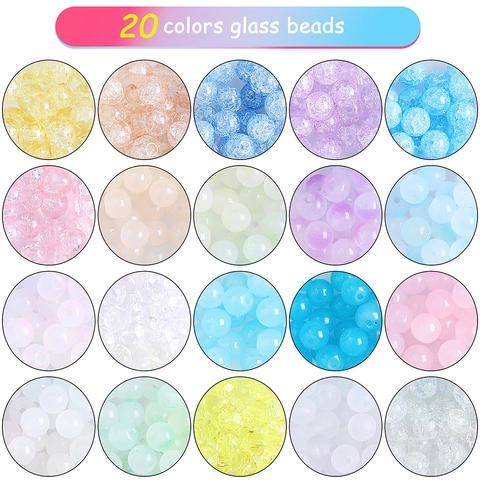 Kit de Fabricación de Joyas DIY Cuentas de Vidrio Agrietadas Esmeriladas Dijes de Aleación Hilo Elástico para Pulseras Collares Regalo para Niñas