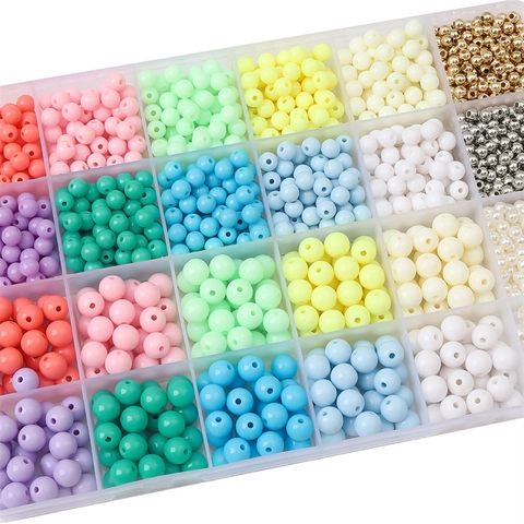 DIY Jewelry Making Beading Kit Multi Grid Acrylic Beads Set For Bracelets Necklaces Colorful Round Letter Heart Beads With Elastic String Handcrafted Accessories Gift Girls Women