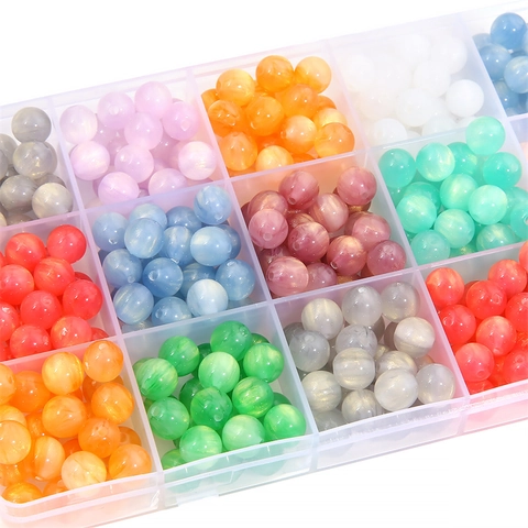 Resin Quicksand Gold Imitation Cat Eye Round Beads For DIY Bracelet Necklace Jewelry Making Handmade Starry Sky Loose Beads Accessories