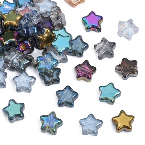 8mm Star Glass Beads Electroplated AB Colored Star Shaped Loose Spacer Beads For DIY Jewelry Making Bracelet Necklace Craft Supplies