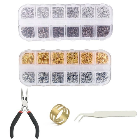 Kit per la Creazione di Gioielli Fai-da-te Chiusure a Moschettone in Lega e Anellini Aperti in Ferro Griglie Multiple Accessori per Gioielleria per Riparazione di Collane e Bracciali Pinze Pinzette Strumenti