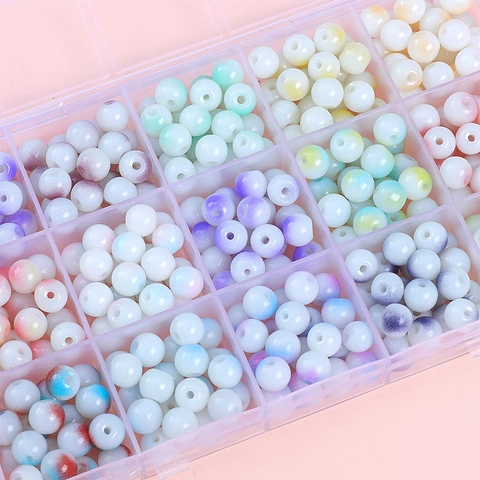 Round Glass Spacer Beads Porcelain Lacquer Finish DIY Jewelry Making Loose Beads For Necklace Bracelet Accessories