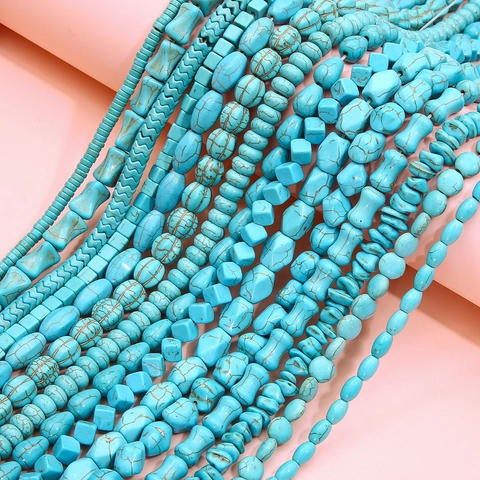 Perles en Turquoise Synthétique Formes Mixtes Croix Coeur Étoile Crâne Pour Création de Bijoux DIY Bracelet Collier Accessoires