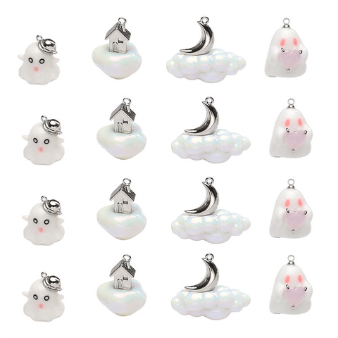 Halloween Ghost Resin Alloy Pendants DIY Handmade Keychain Craft Material Accessories