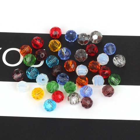 Facetted Round Crystal Glass Beads For Jewelry Making DIY Bracelet Necklace Accessories Polished Loose Spacer Beads Crafts Supplies