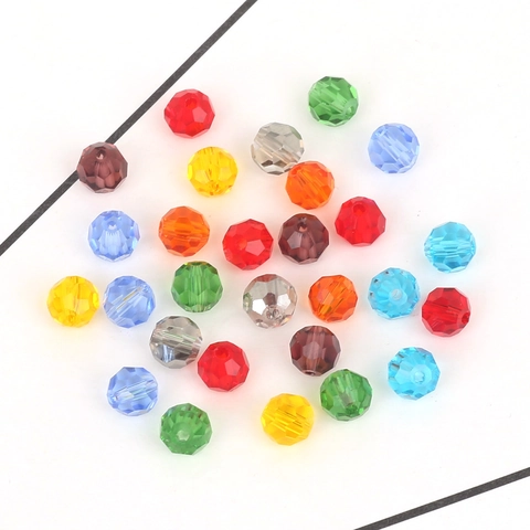 Faceted Glass Beads For DIY Jewelry Making Bracelet Necklace Accessories Round Spacer Beads Handmade Craft Material Supplies