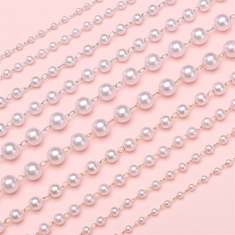 ABS Künstliche Perlenkette Glieder Künstliche Perlen DIY Schmuckherstellung Zubehör Gold Silber Beschichtet Für Haar Hochzeit Kleid Dekoration DIY Handwerk