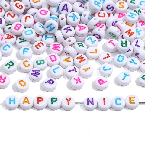 Acrylic Alphabet Beads White Round Flat Letter Beads Multi Colored For DIY Jewelry Making Bracelet Necklace Handcrafts