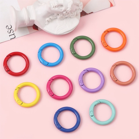 Colorful Alloy Spring Opening Ring Keychain DIY Jewelry Accessory Candy Color Metal O-Ring Carabiner Hook For Bags Keys