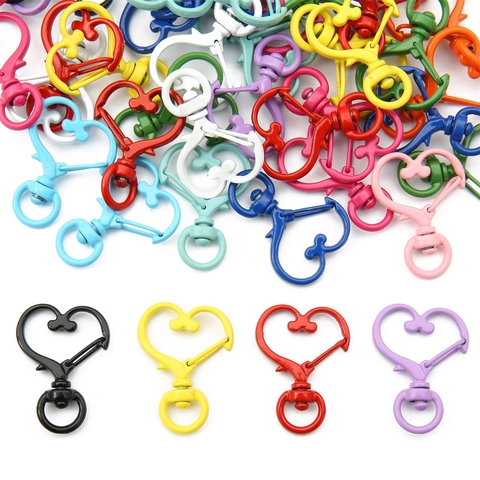 Kleurrijke Hartvormige Draaibare Karabijnsluiting Sleutelhanger Haak Legering Geverfd Metaal Hart Sleutelhanger Accessoires Voor DIY Tas