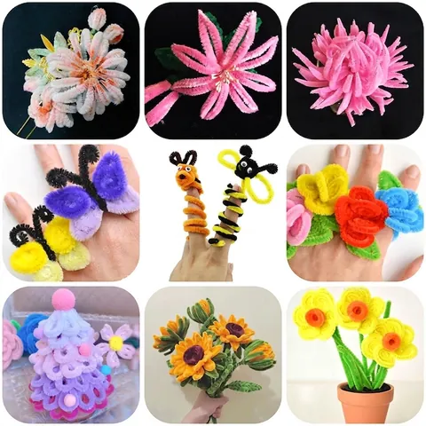 Limpiapipas de Tallos de Chenilla de Colores para Manualidades Creativas DIY Suministros de Arte Educativos para Niños Alambre Flexible de Aleación de Zinc Material de Ornamentos