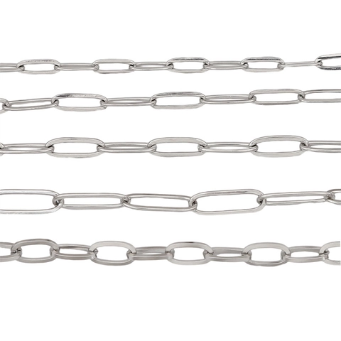 Stainless Steel Paperclip Chain Rectangular Link DIY Jewelry Making Findings For Necklace Bracelet Silver Polished Metal Chains