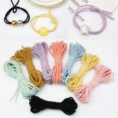 3mm 5M Chenille Fuzzy Elastic Cord For DIY Hair Tie Jewelry Making Supplies Colorful Velvet Thread String Handicraft Accessories