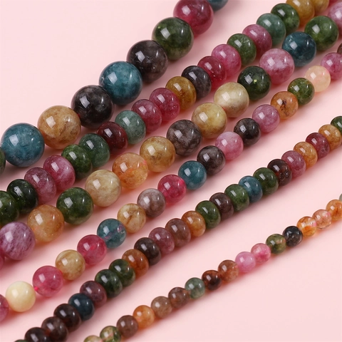 Synthetic Imitation Tourmaline Round Abacus Beads Multi Color Strand For DIY Bracelet Necklace Jewelry Making Handmade