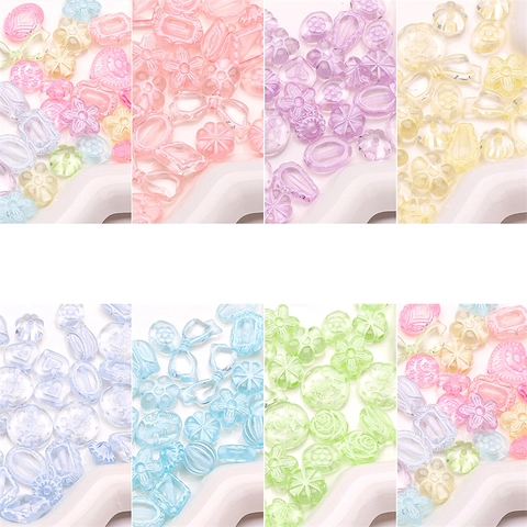 DIY Acrylic Transparent Beads For Jewelry Making Handcrafted Bracelet Phone Chain Macaron Floral Heart Star Loose Beads