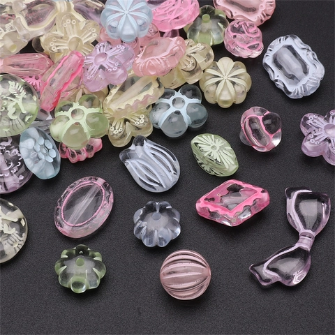 DIY Acrylic Transparent Beads For Jewelry Making Handcrafted Bracelet Phone Chain Macaron Floral Heart Star Loose Beads