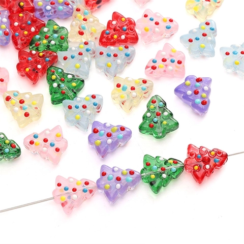 Perles en Verre au Chalumeau Faites à la Main Forme de Sapin de Noël Citrouille Crâne Fleur Perles en Vrac pour Bijoux DIY