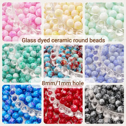 Round Glass Beads Simulated Porcelain Marble Pattern Inkjet Beads For DIY Jewelry Making Necklace Bracelet Handcraft Accessory