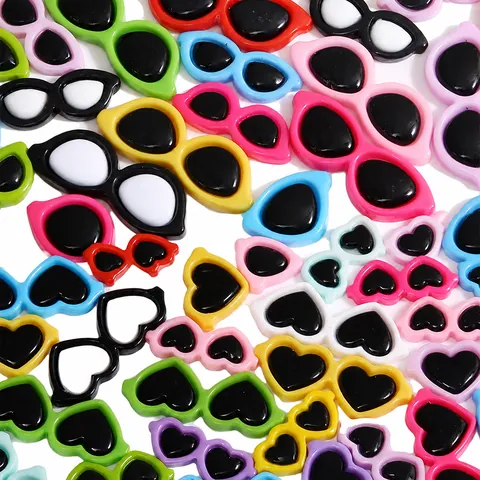 Acrylic Mini Heart Round Sunglasses DIY Accessories For Dolls Plush Toys Handmade Crafting Supplies Decorative Charms