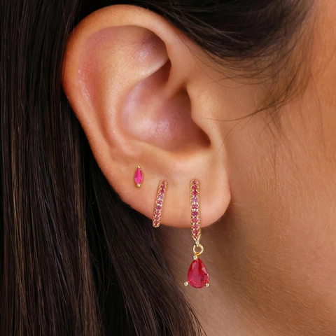 Pendientes de Cobre con Gota de Agua de Zirconia Helix Stud Ear Cuffs Chapado en Oro Plata Elegante Para Mujer Boda Joyería