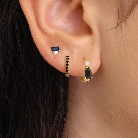 Juego de Pendientes de Cobre de Moda para Mujer Bañado en Oro Plata Gota de Agua Circonia Geométrica Pendientes de Botón y de Aro Regalo