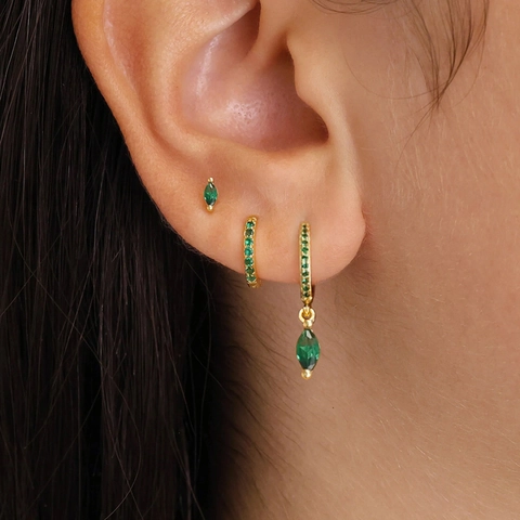 Collection Boucles d'Oreilles Zirconia Taille Marquise Femmes Européennes Plaqué Or Argent Cuivre Incrusté Strass Créoles Clous Bijoux Cadeau