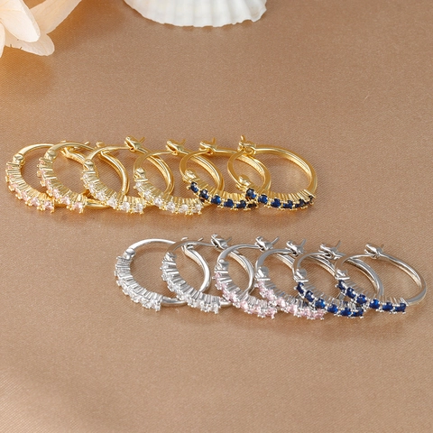 Pendientes de Aro de Cobre con Diamantes de Imitación para Mujer Moda Minimalista Elegante Oro Plata Multicolor Joyería Regalo