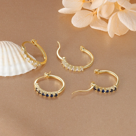 Pendientes de Aro de Cobre con Diamantes de Imitación para Mujer Moda Minimalista Elegante Oro Plata Multicolor Joyería Regalo