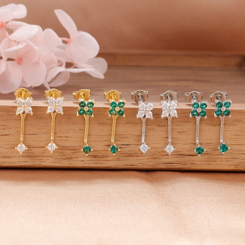Pendientes de Botón de Flor de Cobre Retro para Mujer Elegante Versátil Ear Jackets Colgantes Joyería de Moda Regalo