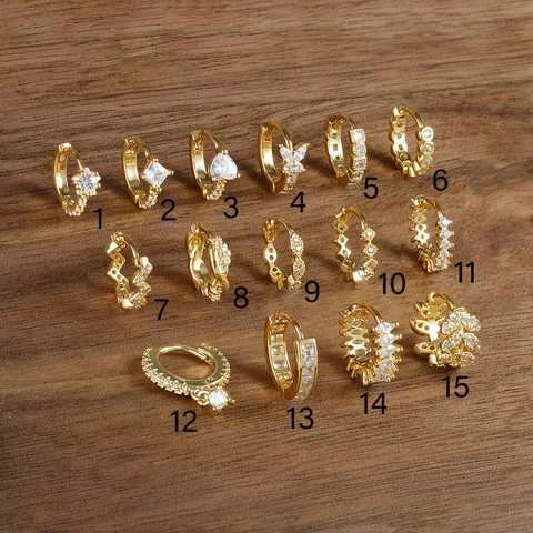 Exquisite Copper Micro-Pave Rhinestone Huggie Hoop Earring Gold Color Small Geometric Earring Individuality Women Jewelry Gift