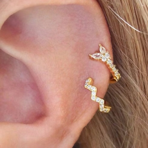 Exquisite Copper Micro-Pave Rhinestone Huggie Hoop Earring Gold Color Small Geometric Earring Individuality Women Jewelry Gift