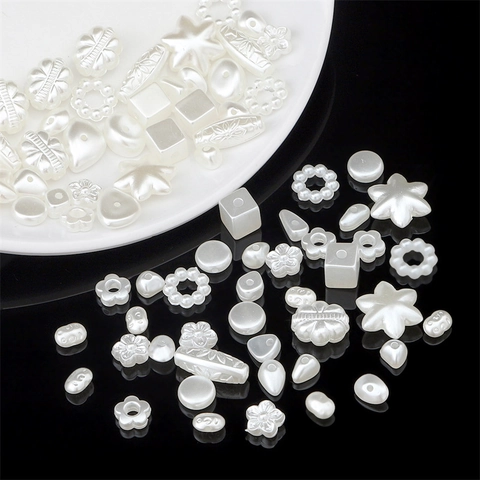 Cuentas Sueltas de Imitación de Perla Artificial Acrílica Múltiples Formas para la Fabricación de Joyería DIY Accesorios de Pendientes y Horquillas Cuentas Perla Artificialdas Blanco Roto