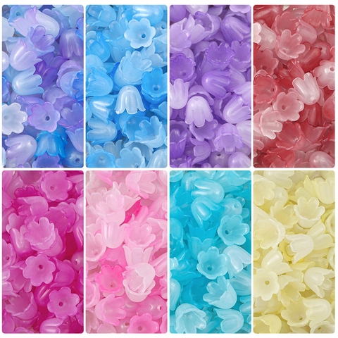 Perline in Acrilico Smerigliato a Forma di Fiore Sfumato Mughetto Tromba per Gioielli Fai da Te Orecchini Capelli