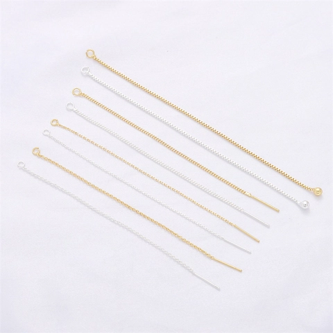 Minimalist 14K Gold Plated Earring Threaders Silver Plated DIY Jewelry Findings Women Extension Chain Box Chain Earring Making