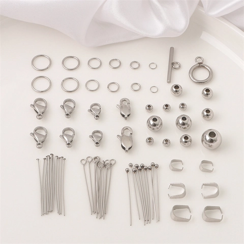Stainless Steel Jewelry Making Findings Kit Lobster Clasps Jump Rings Head Pins Eye Pins Beads For DIY Necklace Bracelet