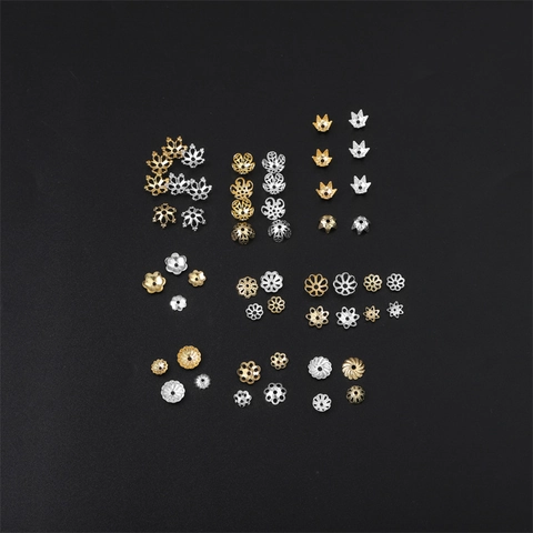 Coppette per Perline in Rame Placcato Oro Argento a Forma di Fiore Traforato per Fai-da-te Bracciale Collana