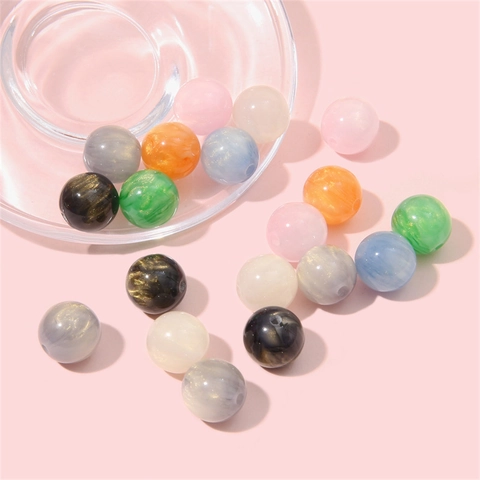 Resin Starry Quicksand Cat Eye Round Beads Marbled Luster Loose Spacer Beads For DIY Jewelry Making Bracelet Necklace Handcraft